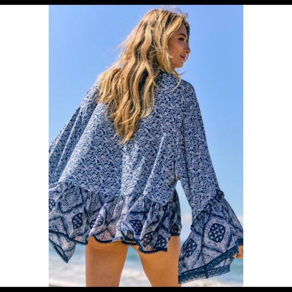 The ARIEL Boho Print Tie Front Kimono Top - Picture 4 of 13